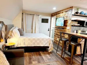 Image of Cabin 12 Remodeled Rustic Luxury Kitchen Fireplace