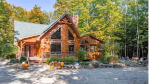 Image of Immaculate Hand-Hewn Log Cabin ~ Private Wooded Setting In Egg Harbor