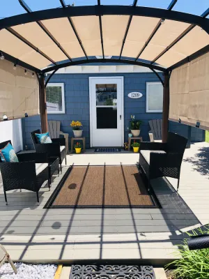 Image of Family Friendly Fully Fenced XL Yard w\/ Pergola& BarPicnicArea & Outside Shower!