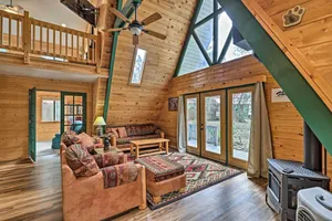 Image of Hot Tub, Fire Pit & Deck: Overgaard Cabin!