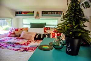 Image of Bohemian Vintage King Bed Caravan w Hydrotherapy Spa & 5m Bell Tent w Queen Bed