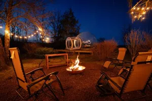 Image of Unique Stay! Ricketts Chic Farmhouse Retreat with Stargazing Bubble Tent