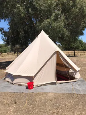 Image of Glamping Tent in a farm with lots of pets