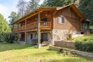 Image of New Listing! Beautiful lakefront log cabin with private dock and hot tub, boat access only!