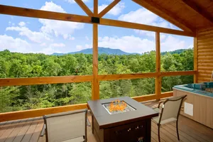Image of Romantic Cabin with Views, Outdoor Living Room, Fire Pit, Hot Tub, Upgrades!
