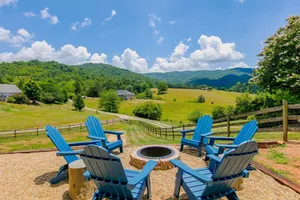 Image of Blue Ridge farmhouse with amazing mountain view, hot tub, firepit & decks