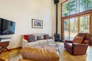 Image of Tree-lined home with forest views & wood stove - right on the golf course