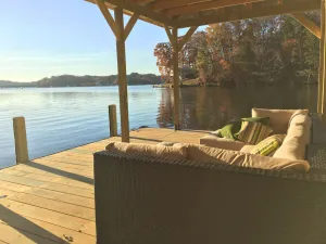 Image of Lakehouse w\/ large dock, big water view &  priv. swimming beach <1 hr from ATL