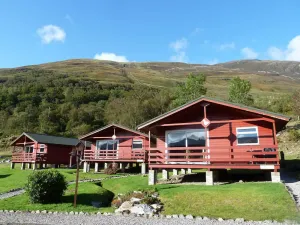 Image of Dog-friendly lochside chalet with balcony, stunning mountain views!