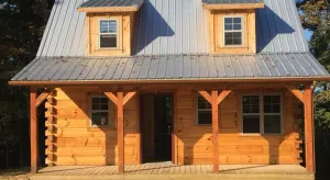Image of An Outdoor Luxury Cabin Adventure \"The Hampton\"Amish-Built Log Cabin
