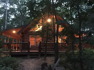 Image of Natures retreat!  Lakeside log cabin on 7 acres! Hike, Fish, Swim, Kayak, Spa!