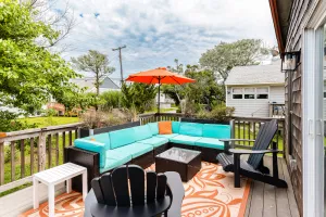 Image of Designer beach cottage & studio with bikes, outdoor shower, deck - walk to beach