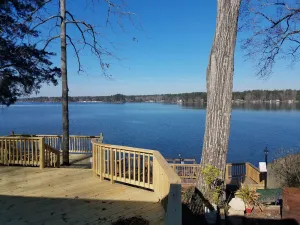 Image of AWESOME view on lakefront property w\/decks and dock on Lake Jordan