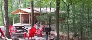 Image of Log Cabin in Wooded Area Near Raystown Lake Boat Access