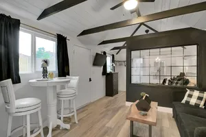 Image of The Black and White Bungalow is a freshly remodeled modern yet rustic studio.