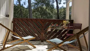 Image of Sunny terrace overlooking golf course and forest.★