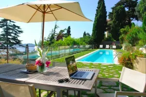 Image of Beautiful Villa overlooking the bay with heated pool & A\/C short walk to the Sea