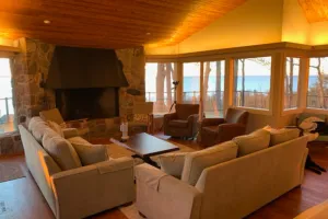 Image of Secluded lake-view home with large deck, private gas grill, AC