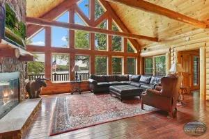 Image of Waterfront, Hand-Crafted Log Cabin |Sandy Beach |Dock |5200 Sq Ft |3.5 Acres |Stone Fireplace |Views