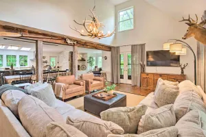 Image of Deck w\/ Fireplace: Pet-Friendly Lake Lure Retreat