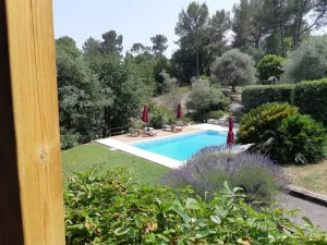 Image of Stunning wooden house with swimming pool and jacuzzi.