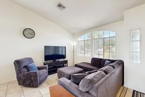 Image of Sun-filled dog-friendly home with private pool, putting green, & mountain views