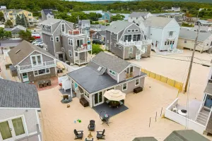 Image of Renovated, dog-friendly home right on beach with patio, grill, firepit, & deck