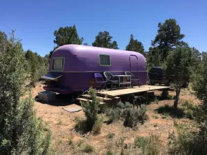 Image of With its retro style and playful color scheme, this unit offers a fun and comfortable escape.
