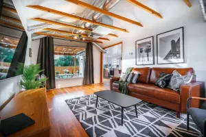 Image of Palm · Bungalow at Palm w\/ Fire pit + steps from Downtown
