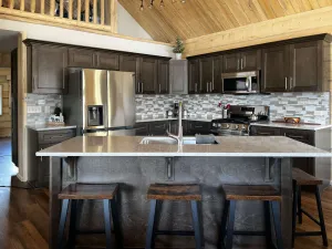 Image of Beautiful hand-crafted log cabin on Horse Creek one block off Main Street.