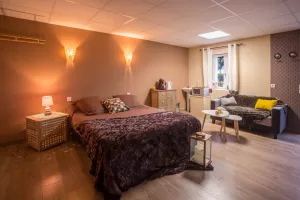 Image of Wellness center and its king size bedroom overlooking the Pyrenees