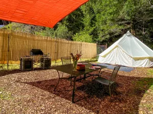 Image of Glamping in the Redwoods, with a hot tub! The Orchard