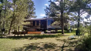 Image of Sandpiper 40ft RV @EvansCliff \/HotTub on deck, BBQ grill