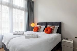 Image of The apartment features one luxuriously appointed bedroom.