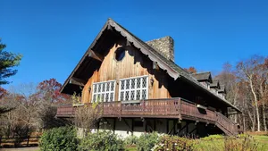 Image of Swiss Chalet amidst sixteen acres in Litchfield Hills surrounded by land trust