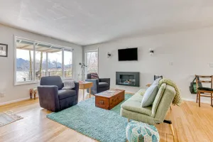 Image of Modern, river-view home with 2 decks, Ping-Pong, fireplace & washer\/dryer