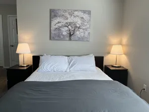 Image of Large bedroom with private entrance, bathroom and thermostat