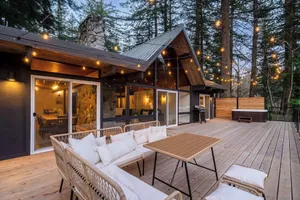 Image of Luxe Riverfront A-Frame | Hot Tub | Fishing