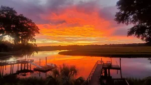 Image of Deep water dock in Darien, GA, w\/screened in porch, fishing, kayaks, & bikes
