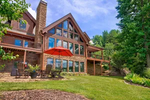 Image of Luxe lakefront retreat with fishing dock, deck, firepit, patio & pool table