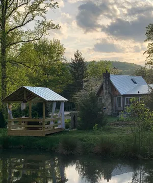 Image of Authentic NC Log Cabin~Pond View~Hot Tub~FRESH EGGS