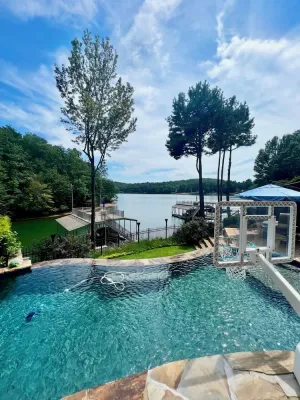Image of Intimate lakefront retreat with magnificent infinity pool and stunning lake view