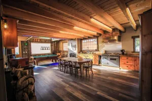Image of Rustic Mountain Modern Retreat from vacant restaurant to cozy mountain lodge
