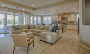Image of Stylish 3 year old with new furniture close to shops, restaurants, parks