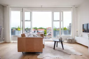 Image of Luxurious rooftop penthouse with rooftop terrace, a balcony, bath, duo shower