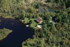 Image of Ultimate Privacy ~ NW Adirondack, Log Cabin, 16 Acres, Includes Pontoon Boat!
