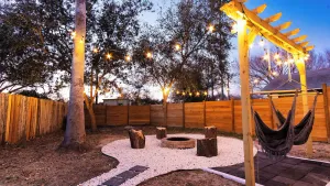Image of Designer Oasis: King Bed | Tranquil Backyard