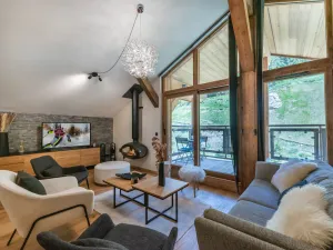 Image of Penthouse neuf avec balcon Sud, proche piste, cheminée, parking, WIFI - FR-1-563-155