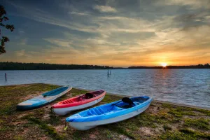 Image of 2 Acre Lake Front ~Dock ~Kayaks ~Beach ~Large Deck ~Fishing ~Boat Ramp