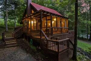 Image of The Blue Door Cabin: Charming, All-Wood w\/Screened-in Porches - quiet & relaxing
